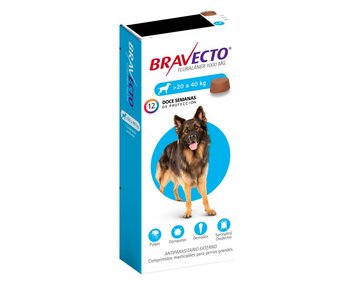 Bravecto Pulgas y Garrapatas Pastilla masticable para Perro 20 kg - 40 kg