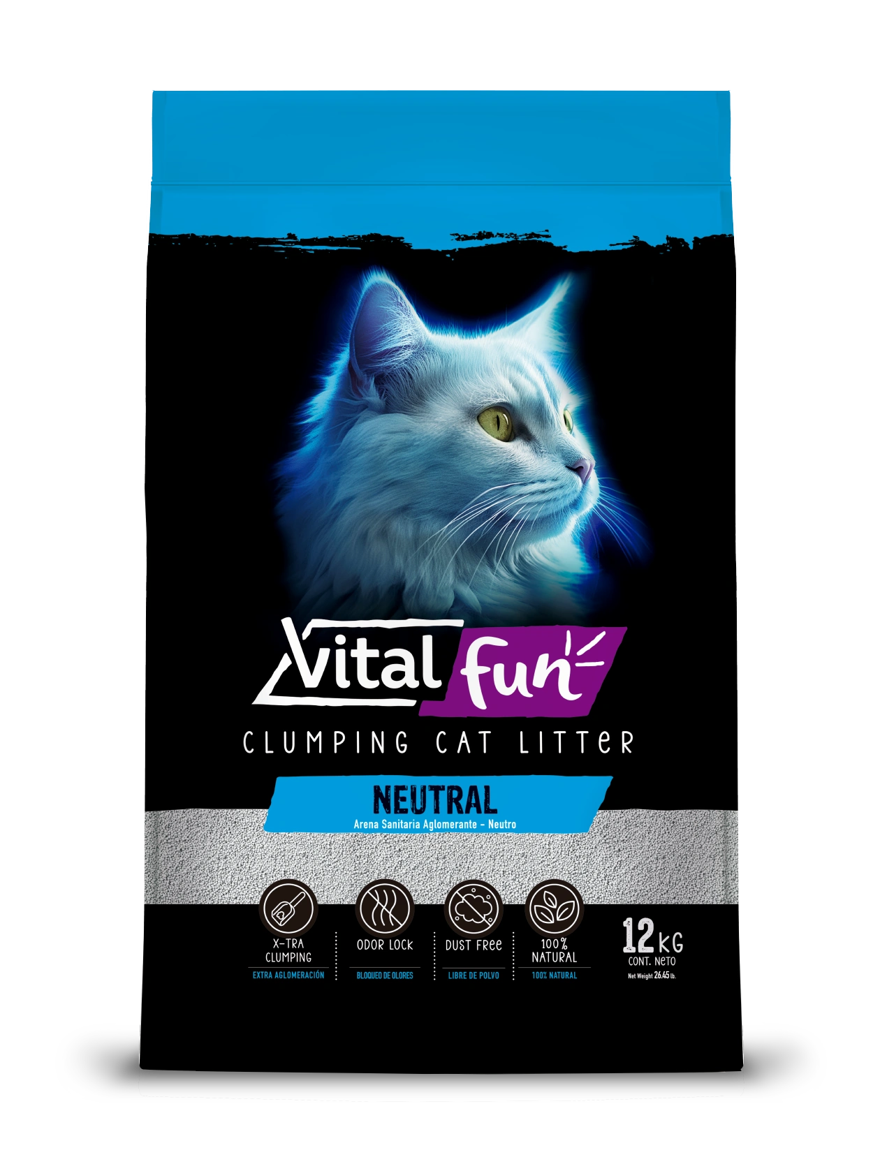 Arena Sanitaria Aglomerante Vitalfun Neutral para Gatos 24k